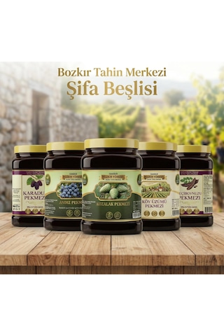 Bozkır Tahin Merkezi Karadut + Keçiboynuzu + Üzüm + Kozalak + Andız Pekmezi 5 x 950 G