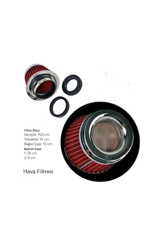 Carub Oto Filtre Perans Ve Ses Açık Hava Filtresi 2 Aparatlı Krom Kırmızı BR4686301