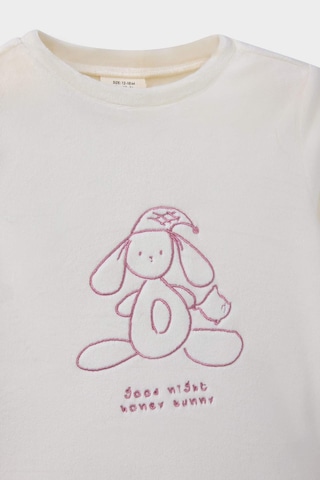 Defacto Kız Bebek Pijama Takımı Tavşan Baskılı Uzun Kollu Velur Üst Çizgili Uzun Alt F5562a525wnbr277 Bordo-br277