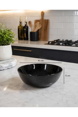 Zelıe Çok Amaçlı 6 Lı Siyah Cam Kasesi 16 Cm