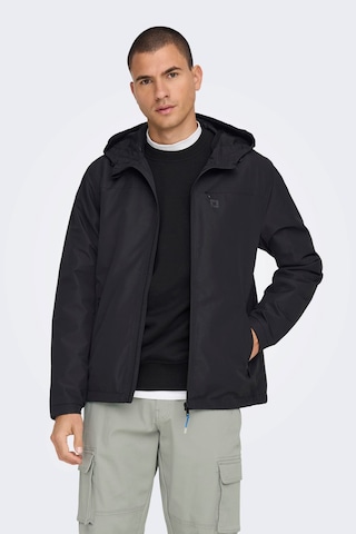 Only & Sons Erkek Onsmack Su Geçirmez Kapüşonlu Ceket 22024207 Si Siyah