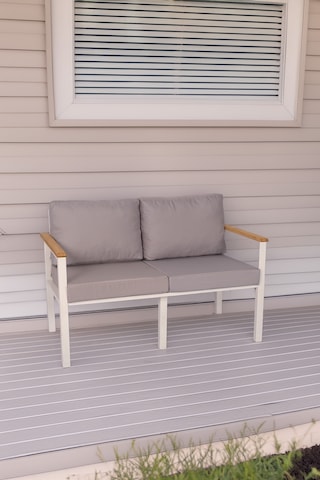 Neokas Balkon Mobilyası, Bahçe Takımı, 1 İkili Koltuk, Kafe Koltuğu, Bekleme Alanı Koltuğu Beyaz