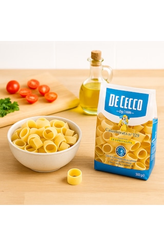 De Cecco Calamarata 500 G İtalyan Makarna, Sos Tutucu Halka Form