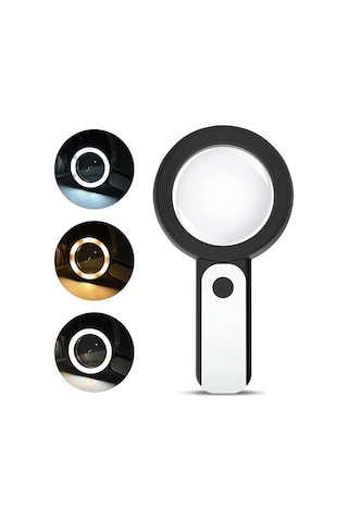 30x -12 Işıklı Büyüteç Taşınabilir Çift Katmanlı Optik Cam Okuma Büyüteç