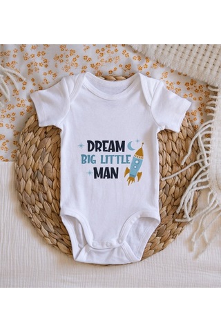 Bitmeyenkartus Bk Kids Dream Big Little Man Tasarımlı Bebek Body Zıbın - Model 1 Çok Renkli