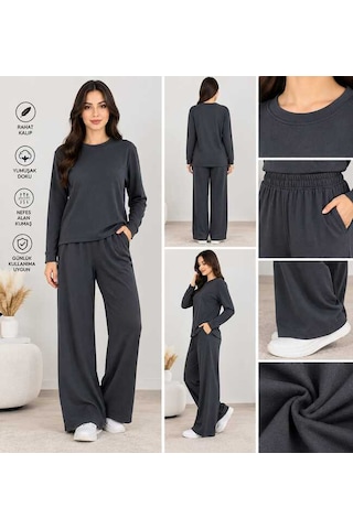 Antrasit Yeni Sezon Kadın Pijama Takım Gri