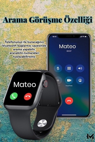 Akıllı Saat L800 Dokunmatik Ekran Bluetooth Ve Yan Ekran Tuşlu Çok Özellikli Siyah