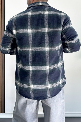 Erkek Normal Kalıp Oduncu Gömlek Yeşil Edw199 Yeşil