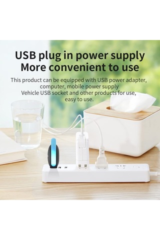 Cbtx Atmosfer Işığı İle USB Araba Fare Ultrasonik Sivrisinek Böcek Kovucu Siyah