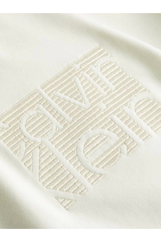 Calvin Klein Erkek İşlemeli Logolu T-shirt Beyaz