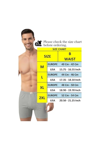 Uniquetrenders Erkek %100 Pamuklu 12'li Süprem Kumaş Penye Boxer Gri