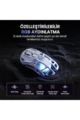 Gravastar Mercury M2 Rgb 26.000 Dpı Optik Gaming Mouse, Kablosuz, Opaline White