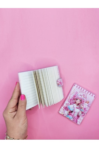 Doğum Günü Kızı A7 Not Defteri , Çıt Çıtlı Cep Defteri - Pembe Pembe