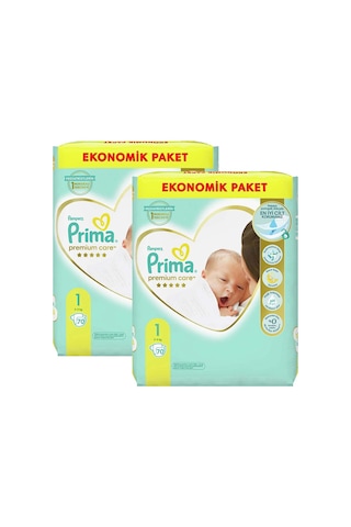 Prima Bebek Bezi Premium Care 1 Numara Yenidoğan Jumbo Paket 70 x 2 Adet 2'li