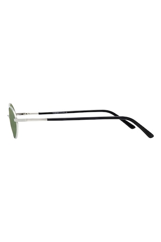 Unisex Gümüş Yeşil Cam Polarize Oval Güneş Gözlüğü 6005