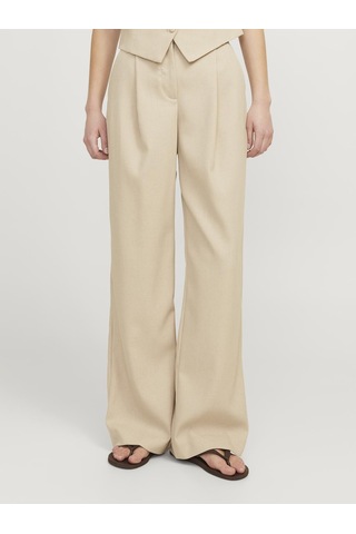 Jack & Jones Kadın Yüksek Bel Keten Pantolon - Ellis - 12268837 Feather Gray Gri
