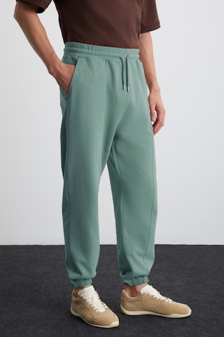 Grimelange ROWAN Erkek Organik Pamuklu Relaxed Fit İçi Polarlı Süs etiketli Jogger Yeşil Eşofman Altı