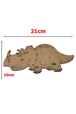 Ahşap Boyanabilir Dinozor Figürü Triceratops 21x10 Cm - 3mm Mdf Eğitici Boyama Seti 10 Adet