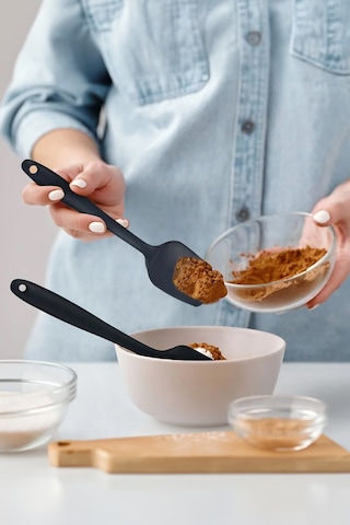Thentech Slikon Spatula Ve Fırça Sepeti Yemek Yapma Kek Pasta Yapmak İçin Gri