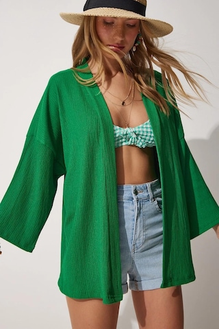Trend Alisse Kadın Yeşil Bürümcük Kimono Ceket-düz Benetton Yeşili Yeşil