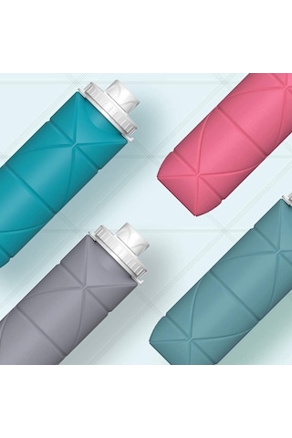 Novahub Katlanabilir Su Şişesi Kupa Ve Şişe Sızdırmaz, Yeniden Kullanılabilir, Bpa İçermeyen, Hafif Seyahat Su Şişesi Kupa, Gri Gri