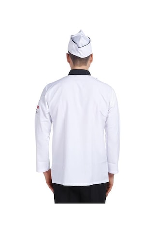 Aşçı Ceketi Beyaz Uzun Kol Altın Çatal Bıçak Garnitürlü