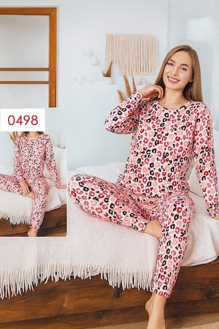 Remsa Kadın Desenli Comfort Pijama Takımı 0498 Nar Çiçeği Narçiçeği