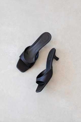 Wolk Shoes Jordy Kadın Topuklu Saten Sandalet Siyah