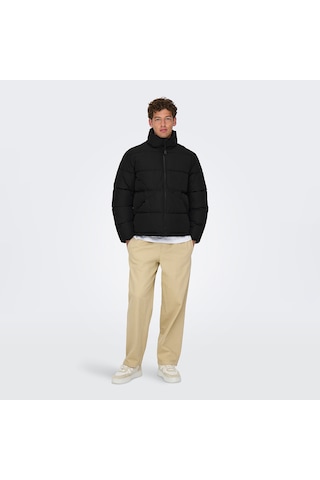 Only&sons Pack Life Puffer Erkek Siyah Dik Yaka Mont Siyah