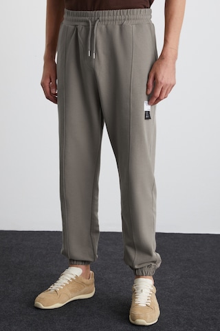 Grımelange Rowan Erkek Organik Pamuklu Relaxed Fit İçi Polarlı Süs Etiketli Jogger Gri Eşofman Altı Gri