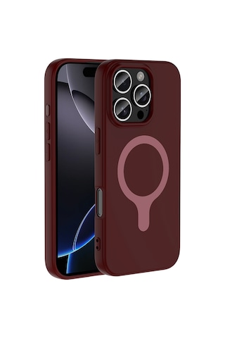 Apple iPhone Uyumlu 16 Pro Max Kılıf M-safe Şarj Özellikli Zore Aris Silikon Kapak - Mürdüm