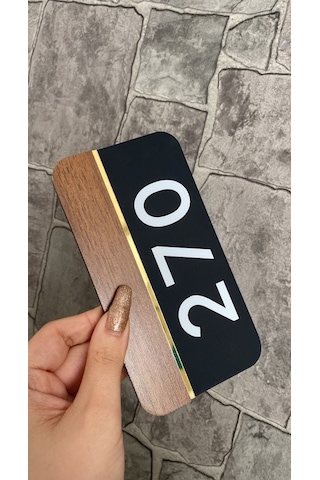 Natural Wooden Serisi Siyah Mat Kapı Numarası