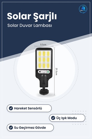 Güneş Enerjisi İle Şarj Olan Kumandalı Solar Duvar Led Aydınlatma