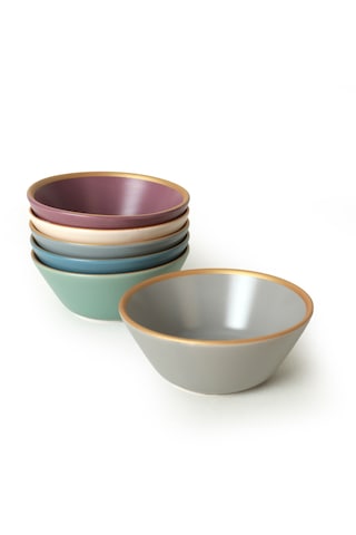 Keramika Mat Rainbow Gold Fileli Hitit Çorba Kasesi 14 Cm 6 Adet 624/995