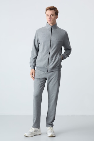 Tommy Life Gri Melanj Pamuklu Kalın Yumuşak Dokulu Comfort Fit Basic Erkek Eşofman Takım - 85260 GRİ MELANJ