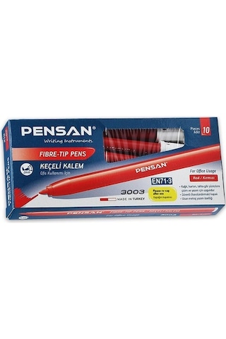 Pensan 3003 Ofis Tipi Keçeli Kalem Kırmızı 10'Lu
