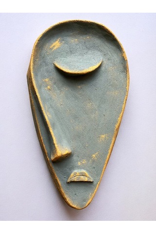 Taş Heykel Duvar Maskesi, El Yapımı Soyut Yarı Yüz Dekoru, Ev Ve Ofis İçin Benzersiz Ev Hediyesi