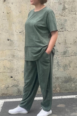 Mia Butik Büyük Beden Selenay Haki Pamuklu Takım Haki