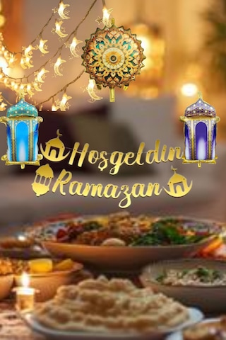 3 Yıldız Hilal Ledli Hoş Geldin Ramazan Süslemesi Altın
