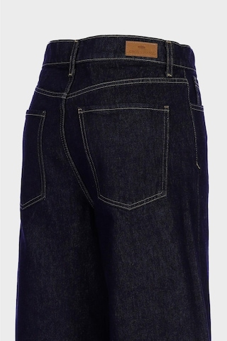 Weslie Koyu Mavi Yüksek Bel Patı Fermarlı Wideleg Jean Pantolon C 4530-205