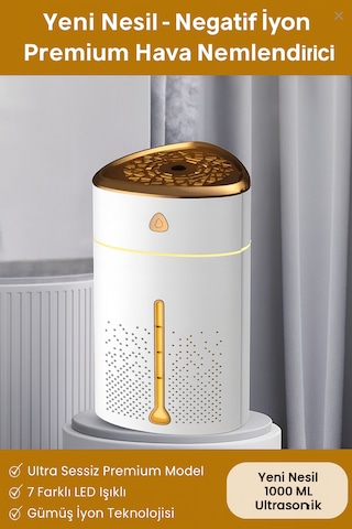 1000 Ml Ultrasonik Hava Nemlendirici Işıklı Buhar Makinesi