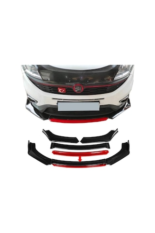 Fiat İle Uyumlu Doblo Ön Lip Kırmızı Renkli 4 Parça - A+