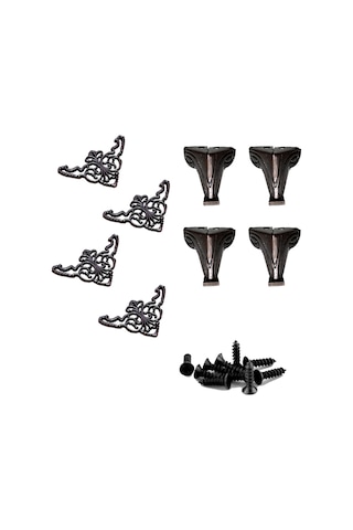 Kutu sandık köşe ve ayak süsleme seti vidalı oksit