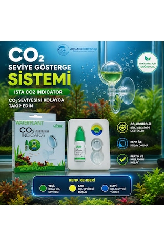 Ista Akvaryum Co₂ İndikatör Test Seti Cam Drop Checker + Co₂ Gösterge Solüsyonu Bitkili Akvaryum Karbondioksit Takip Aparatı