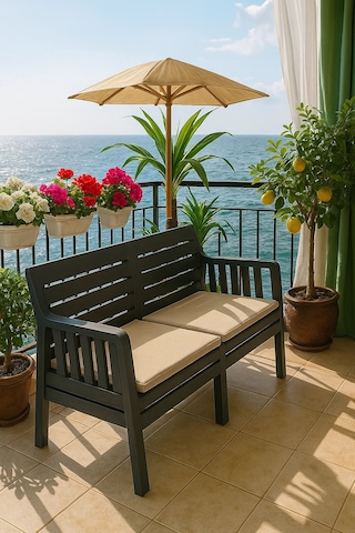 Lara Minderli İkili Bahçe Balkon Teras Koltuğu – Antrasit