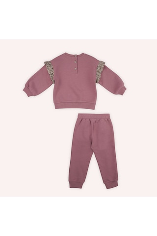 Kız Çocuk Fırfır Detaylı 2'li Eşofman Takım Gül Kurusu 2421gb17004-4849 001