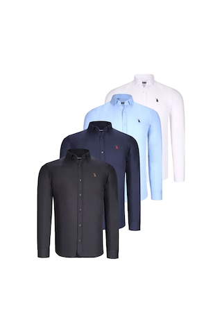 DÖRTLÜ SET G725 DEWBERRY ERKEK GÖMLEK-SİYAH-BEYAZ-LACİVERT-MAVİ Çok Renkli