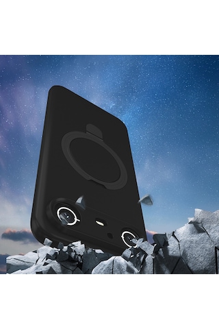 Tecno Spark Slim 5g Kılıf Magsafe Şarj Özellikli Standlı Sensitive Touch Samara Kapak Siyah