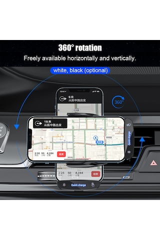 Vkemall Araç İçin Hızlı Şarjlı Manyetik Telefon Tutucu - Kablosuz 15w