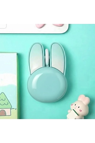 Tavşan Figürlü Kablosuz Mouse Pil Dahil Etiket Hediyeli Mavi